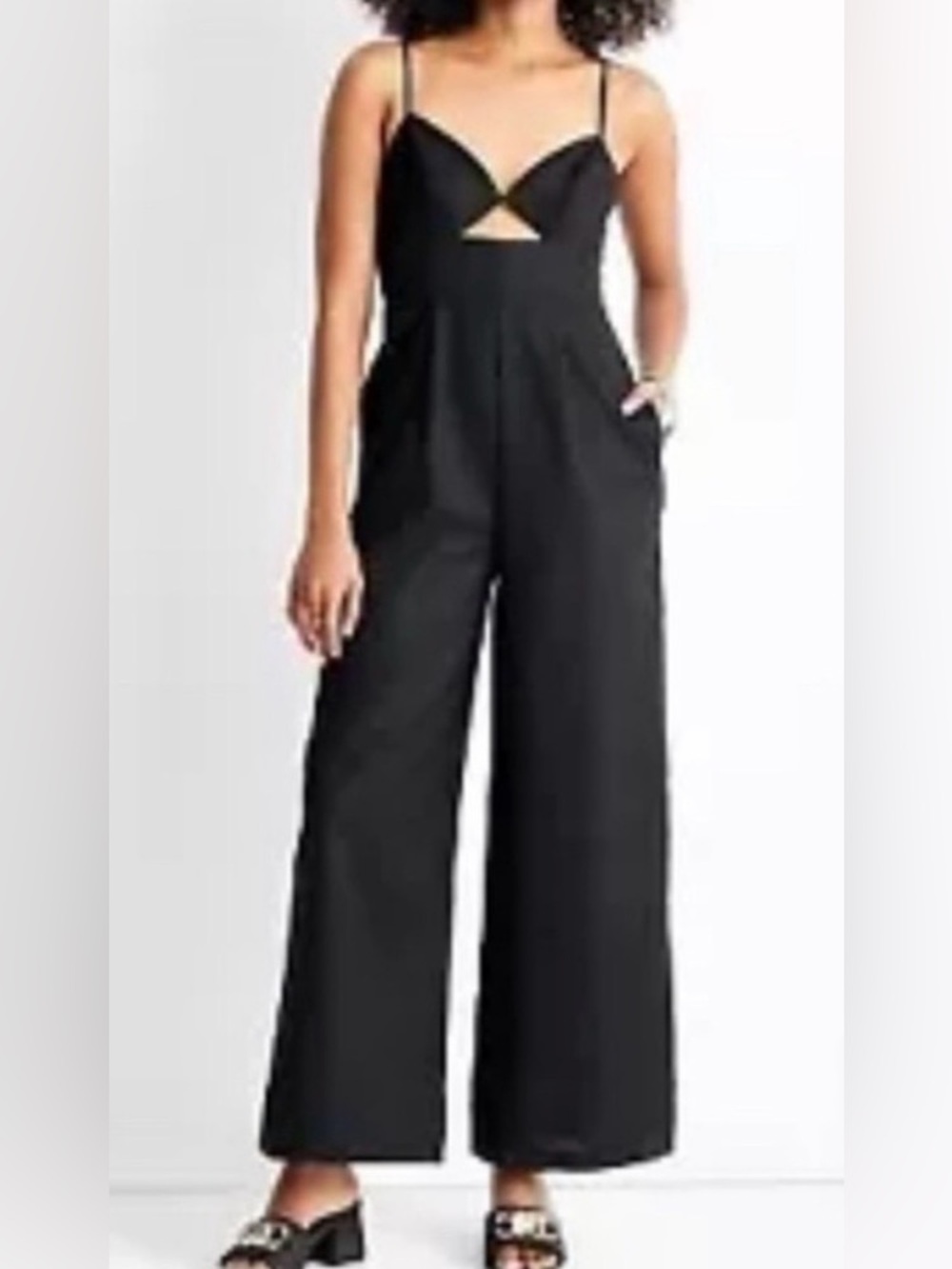 Future collective Black Cutout Wide-Leg Jumpsuit with Spaghetti Straps (new)